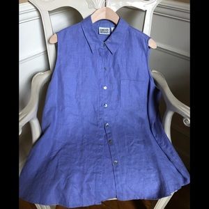 CHICO’S Periwinkle sleeveless Linen blouse Size 3